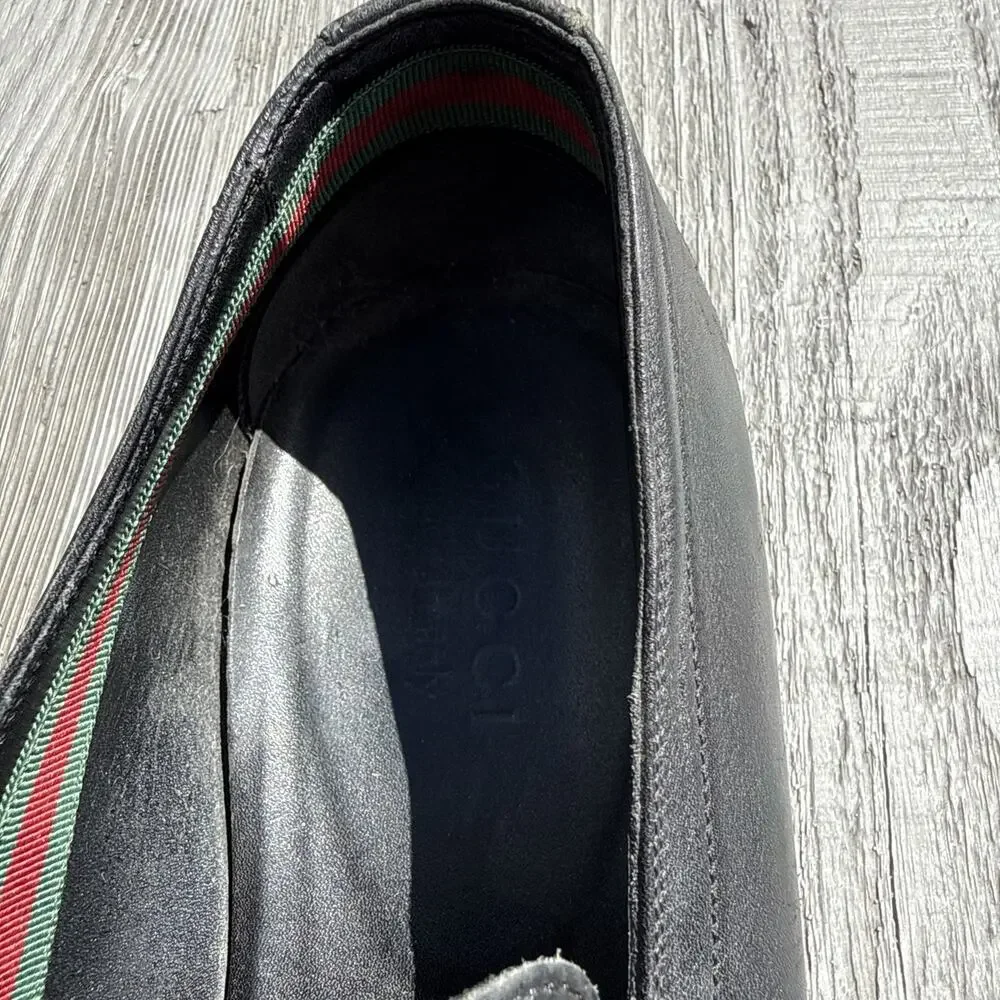 Gucci Dress Loafers GG Monogram Embossed Square Toe Leather Size I 9.5/US 10.5.